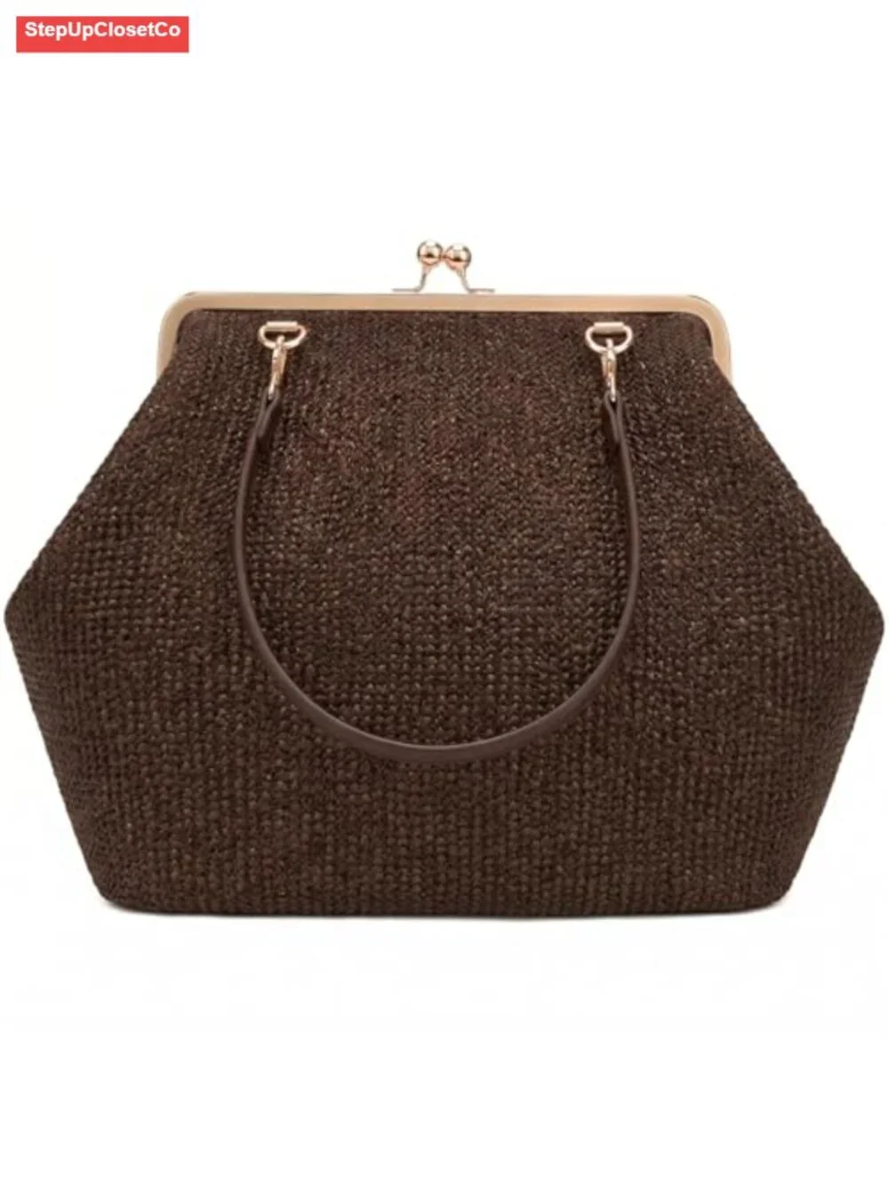 Vegan Faux Leather Kiss Lock Frame Hobo Shoulder Tote Handbag for Women